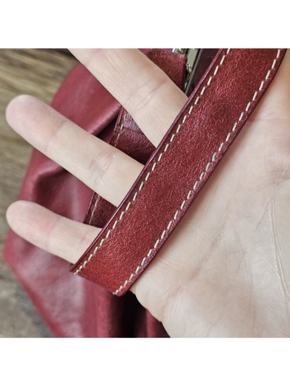 Y2K Wilsons Leather Burgundy Kisslock Top Handle Purse Handbag - Picture 11 of 14